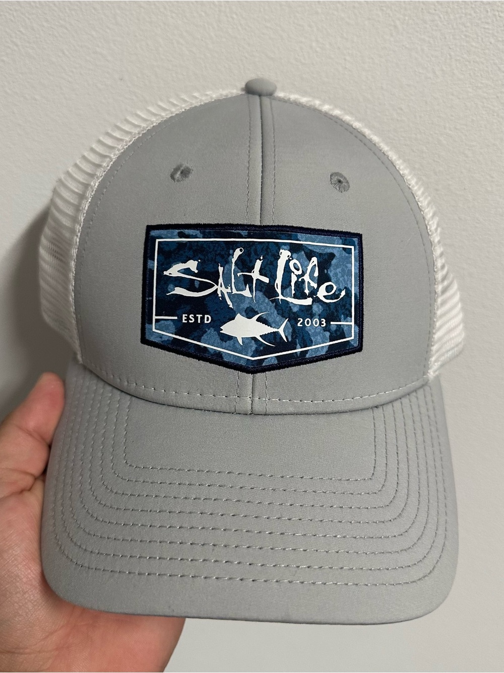 Salt Life Grey Trucker Hat Fishing